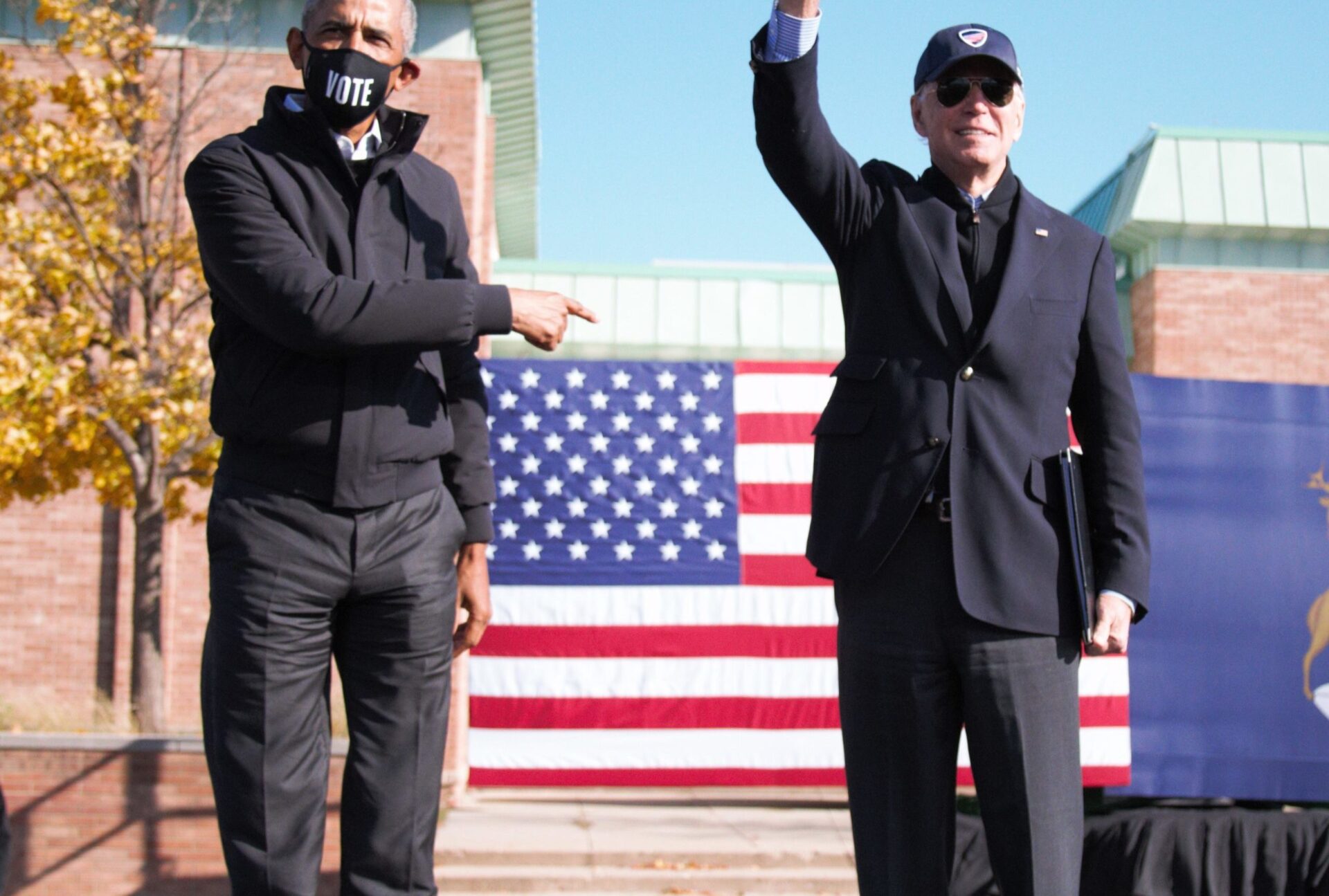 “I’m running as a proud Democrat but I’ll govern as an American,” Biden tells drive-in Flint audience