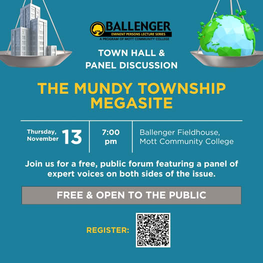 Public forum on Mundy Township megasite to take place at Mott Community College Nov. 13